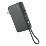 Moxedo Porta-Go 10,000 mAh 22.5W Power Bank with Built-in Foldable Interchangeable AC Plug, USB-C Cable and Included 2 Travel Adapters - Black