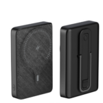 BRAVE 20W 10000mAh Magnetic Mini Pocket Portable Wireless Power Bank with Kickstand and Grip for iPhone 15 Pro Max and Other iPhones - Black