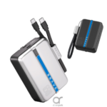 BRAVE BP-28 Thunder Charge 20000mAh 65W Power Bank with LED, Type-C Cable, 3-Port Fast Charging – Grey/Black