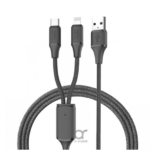 BRAVE BDC-44 2-in-1 6A Fast Charging USB-A to Type-C & Lightning Cable, 120W Nylon Braided, Universal Compatibility 1.2M - Black