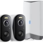 Baseus Wireless Cameras for Home Security, N1 2K HD 2-Cam Kit, No Subscription Fee, 210-Day Battery Life, 16TB Expandable Local Storage, 145° FOV, Color Night Vision, Spotlight & Alarm-Light Grey