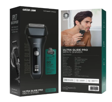 01177 Green Lion Ultra Glide Pro Men's Shaver - Black - الصورة 1