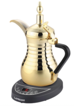 LePresso Arabic Coffee and Tea Dallah, 750mL Coffee Brewer Automatic Kettle, Boiling Function Tea Brewer, Keep Warm Coffee Maker, Stainless Steel Arabic Coffee Maker, 1 Touch Operation Coffee Machine
